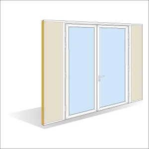 Drzwi dwuskrzydłowe rozwierne pełnej wysokości z ramą aluminiową 40 mm