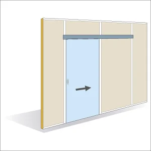 Drzwi przesuwne naścienne z ramą aluminiową, grubość 40 mm, jednoskrzydłowe